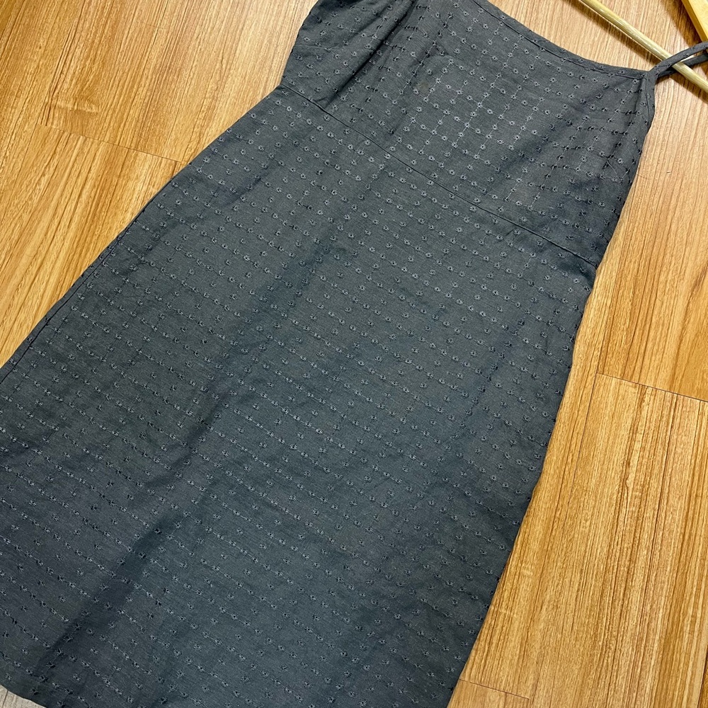 GAP Gray eyelet linen spaghetti strap vintage 90s dress size 4